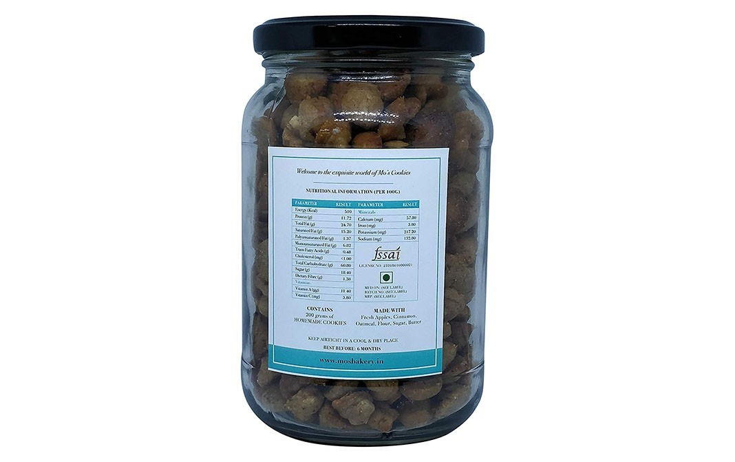 Mo's Apple Cinnamon & Oatmeal Cookies   Glass Jar  200 grams